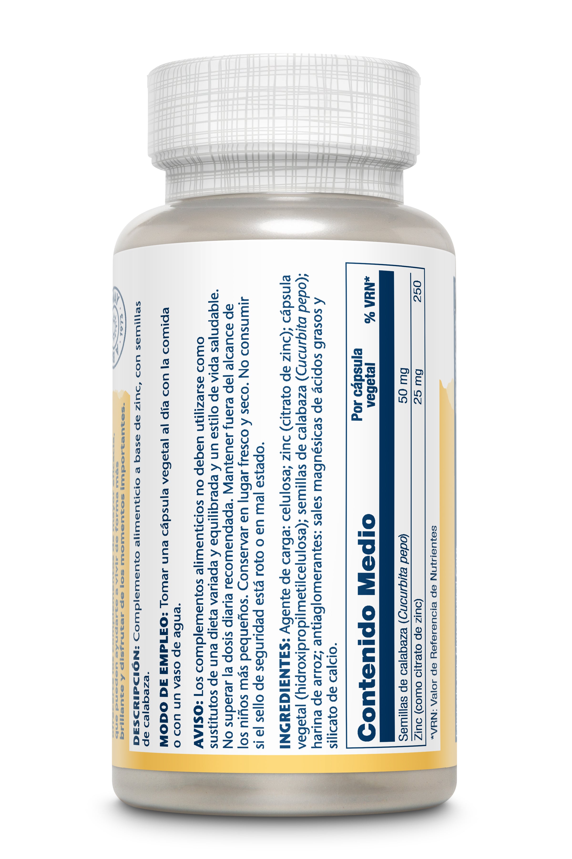 ZINC CON SEMILLAS DE CALABAZA - 60 VEGCAPS - Imagen 2