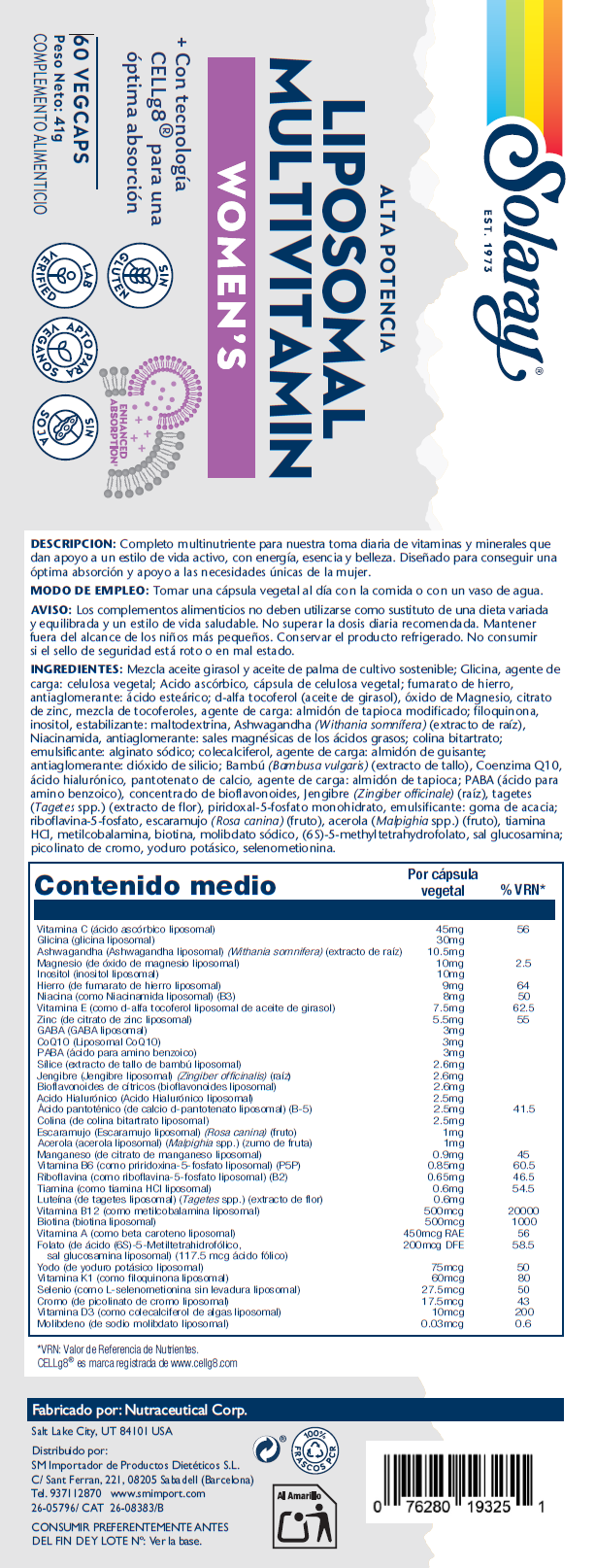 WOMENS LIPOSOMAL MULTIVITAMINICO - 60 VEGCAPS - Imagen 2