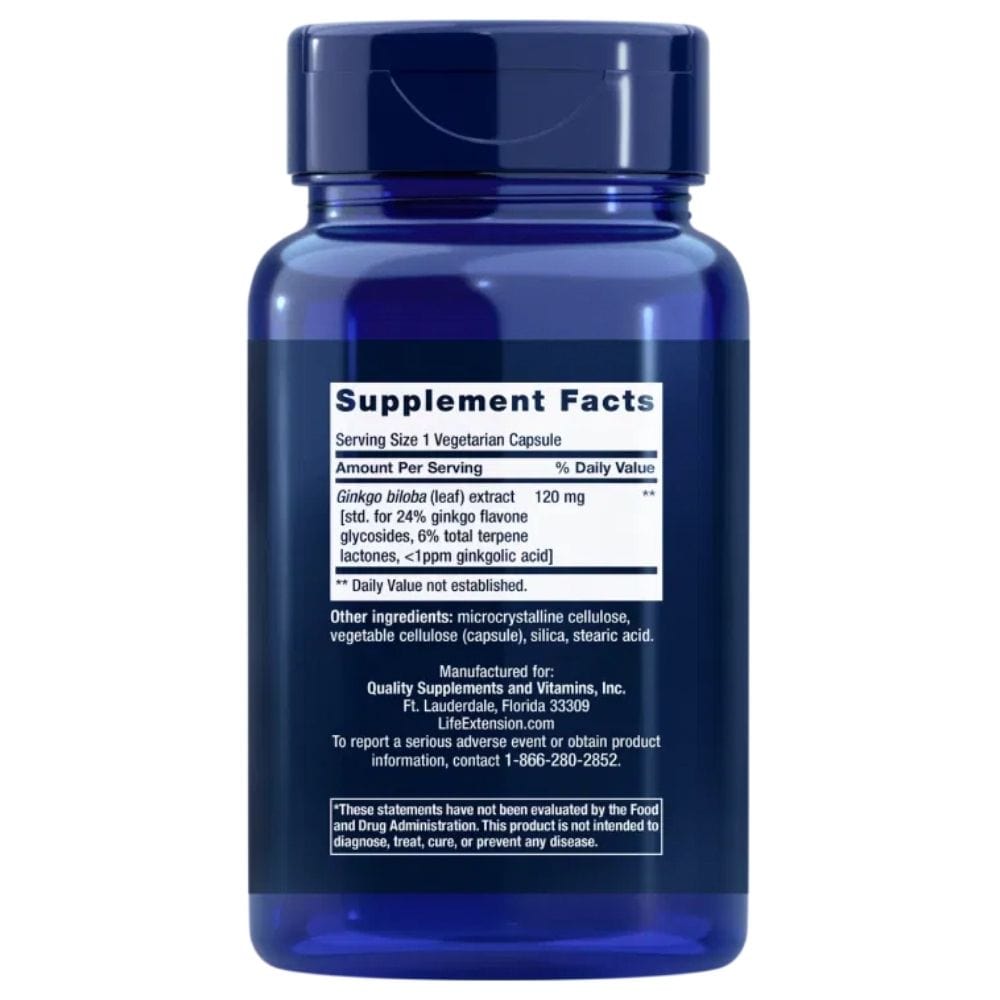 Life Extension Ginkgo Biloba Certified Extract™ 120 mg - 365 Cápsulas - Imagen 2