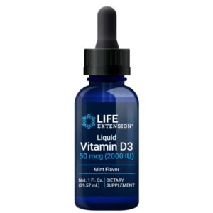 Life Extension Vitamina D3 líquida 2000 UI, Menta - 29,57 ml