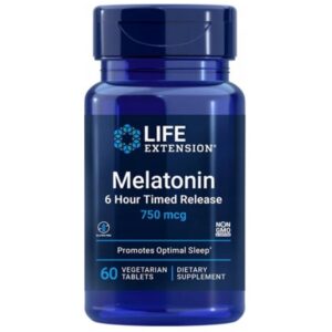 Life Extension Melatonina 6 Horas Liberación Temporizada 750 mcg - 60 Tabletas