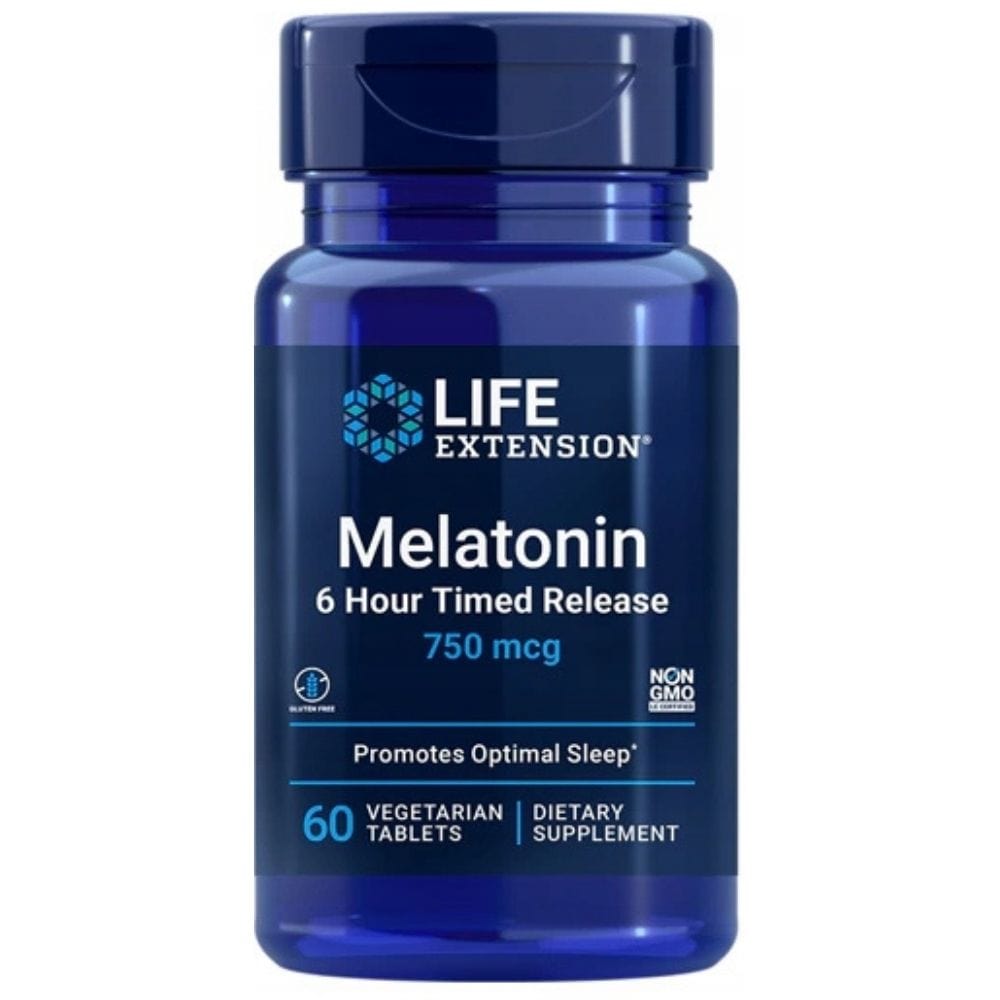Life Extension Melatonina 6 Horas Liberación Temporizada 750 mcg - 60 Tabletas