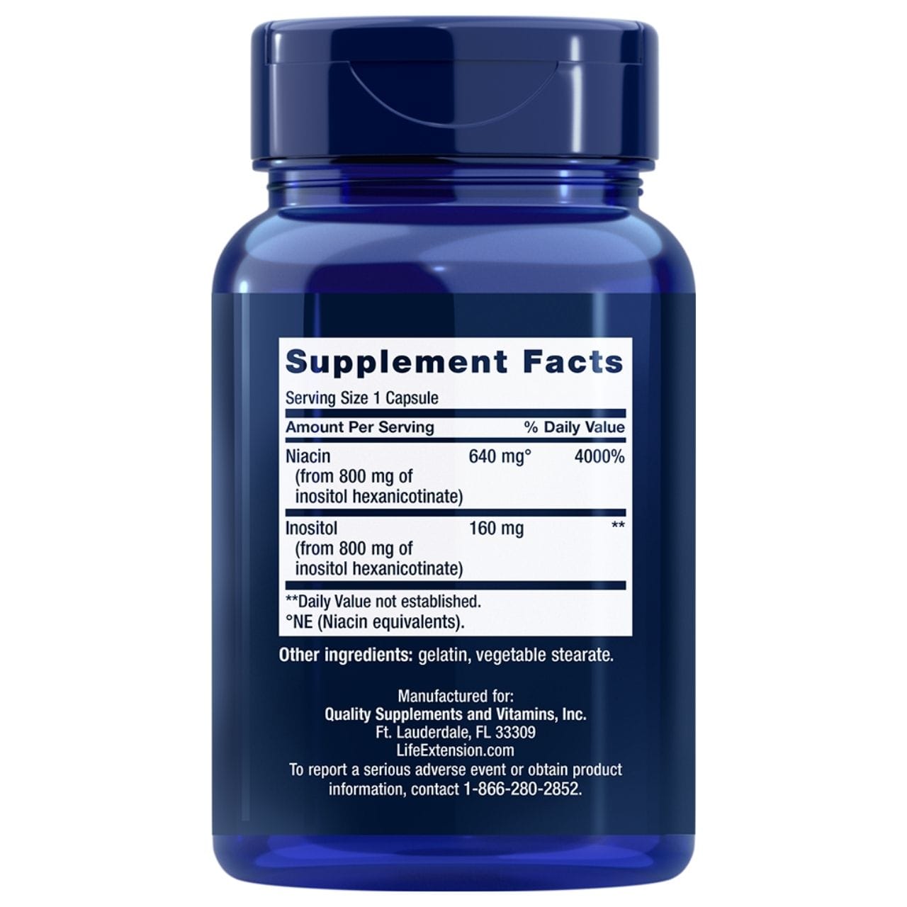 Life Extension Niacina No Flush 640 mg - 100 Cápsulas - Imagen 2