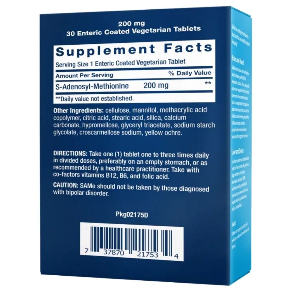 Life Extension SAMe 200 mg - 30 Tabletas - Imagen 2