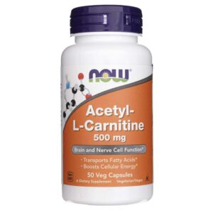 Now Foods Acetil-L-Carnitina 500 mg - 50 cápsulas vegetales
