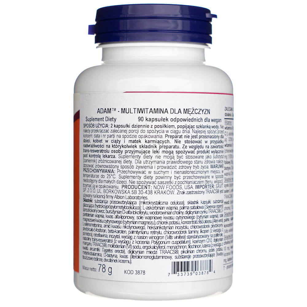 Now Foods ADAM Men's Multiple Vitamin - 90 Cápsulas vegetales - Imagen 3