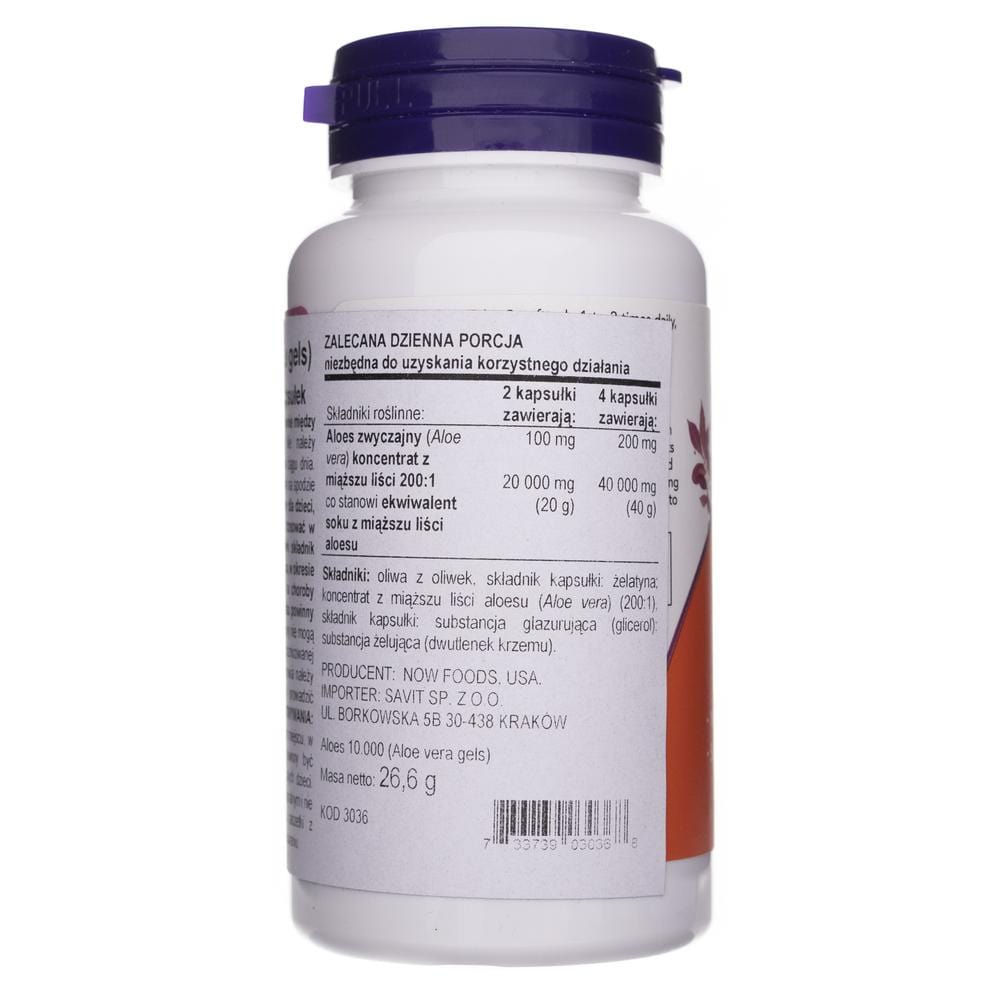 Now Foods Geles de Aloe Vera 10000 mg - 100 Cápsulas Blandas - Imagen 2