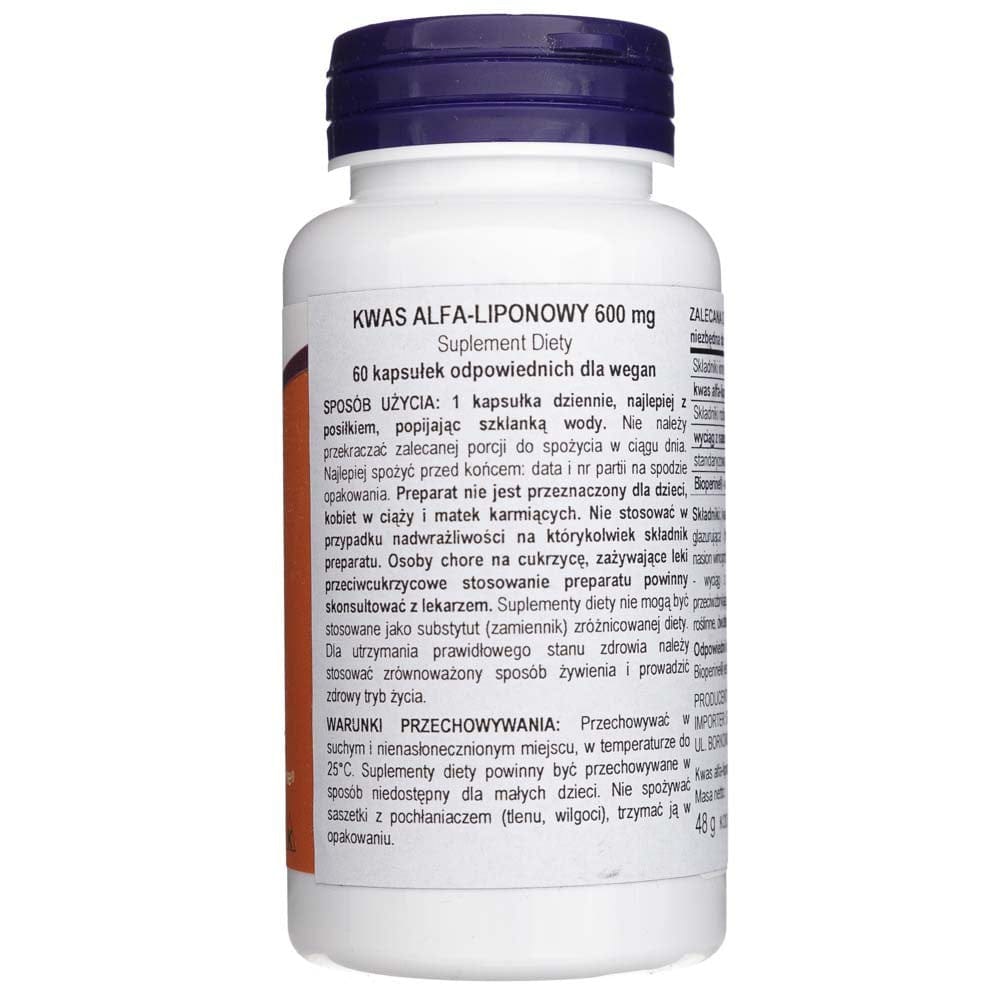 Now Foods Ácido alfa lipoico 600 mg - 60 cápsulas - Imagen 3