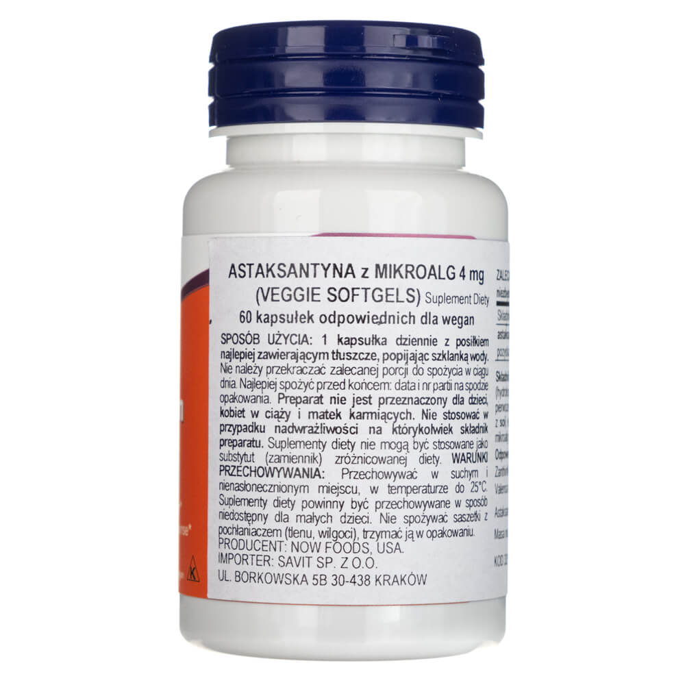 Now Foods Astaxantina 4 mg - 60 Cápsulas blandas - Imagen 2