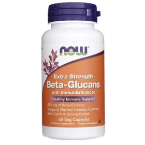 Now Foods Beta-Glucanos con Inmunoestimulante, Extra Fuerte - 60 Cápsulas Vegetales