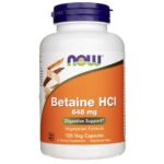 Now Foods Betaína HCL 648 mg - 120 Cápsulas Vegetales