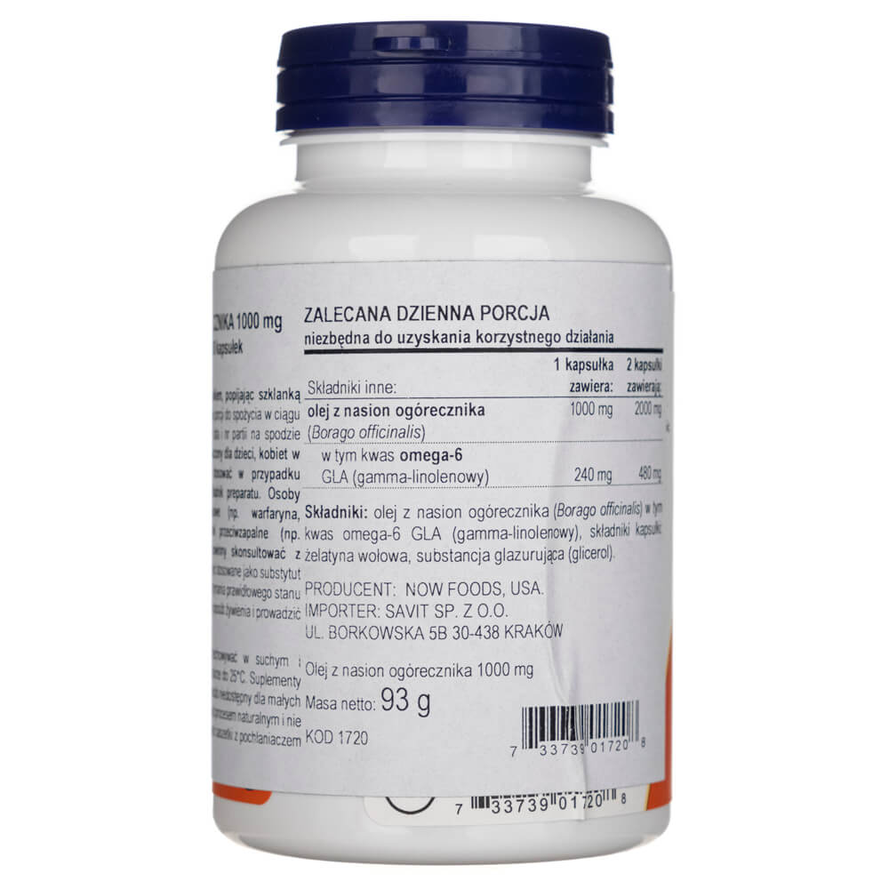 Now Foods Aceite de borraja 1000mg - 60 Cápsulas blandas - Imagen 2