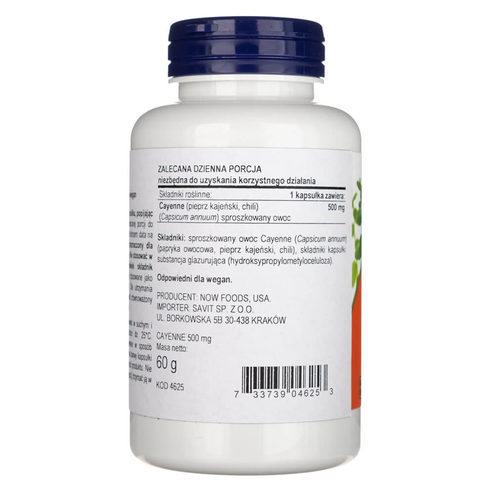 Now Foods Cayena 500mg - 100 Cápsulas Vegetales - Imagen 3