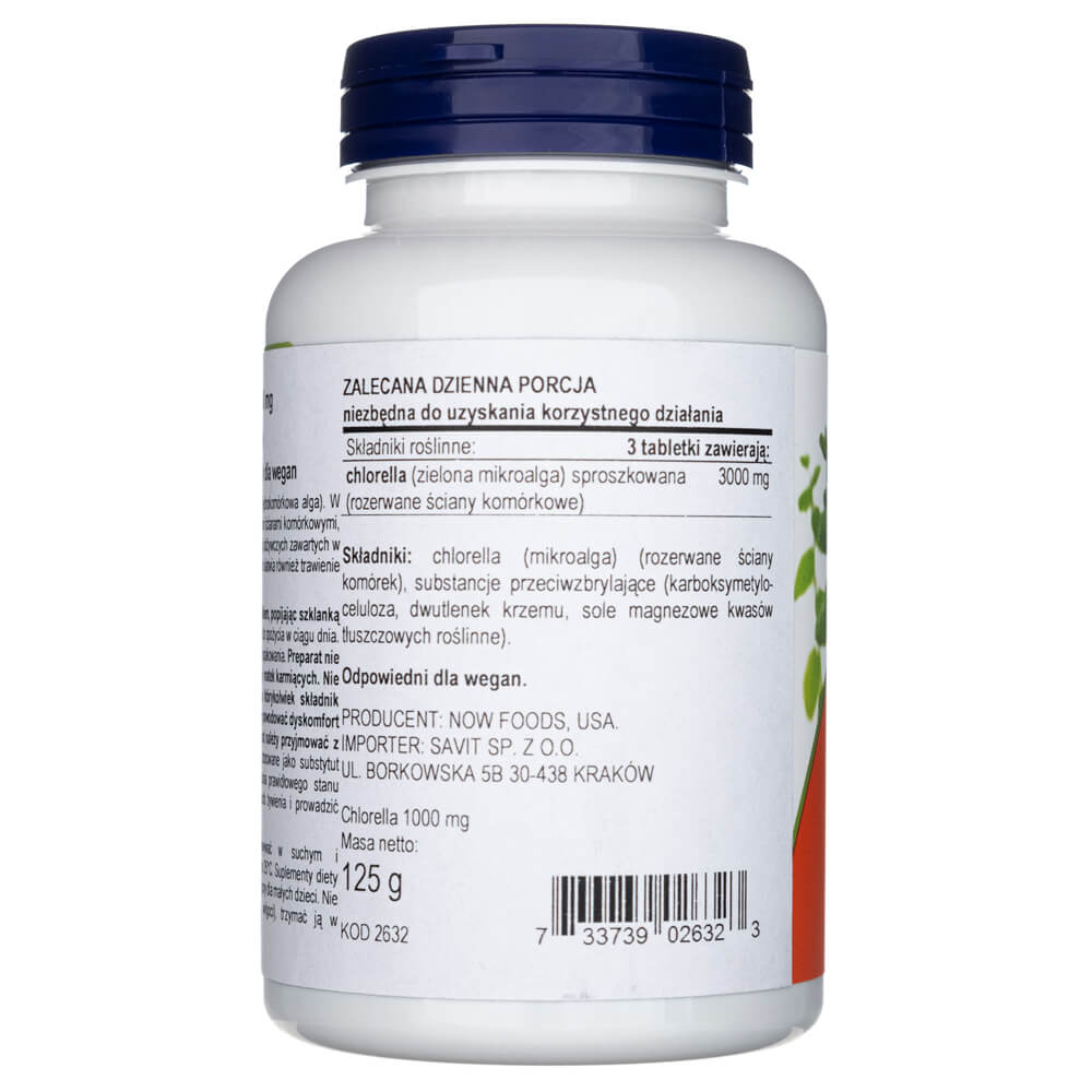 Now Foods Chlorella 1000 mg - 120 Tabletas - Imagen 3