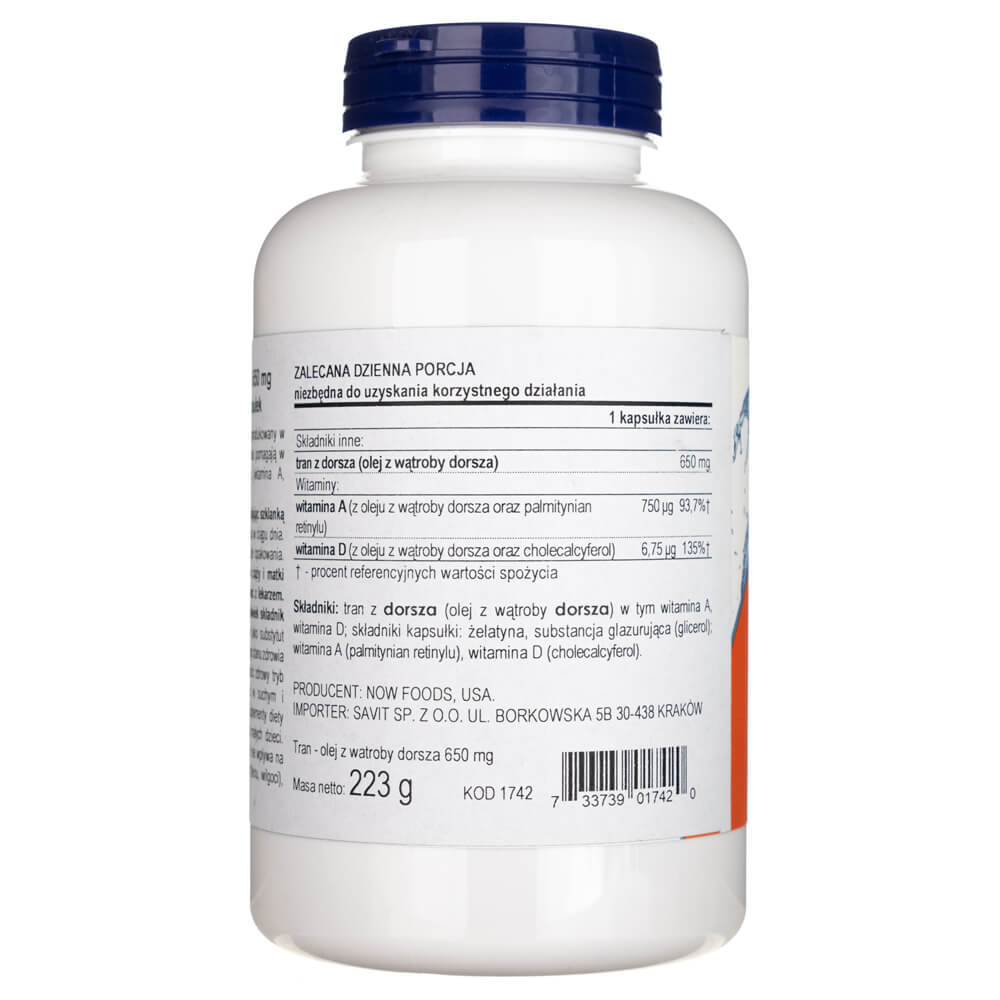 Now Foods Aceite de hígado de bacalao 650 mg - 250 cápsulas blandas - Imagen 3