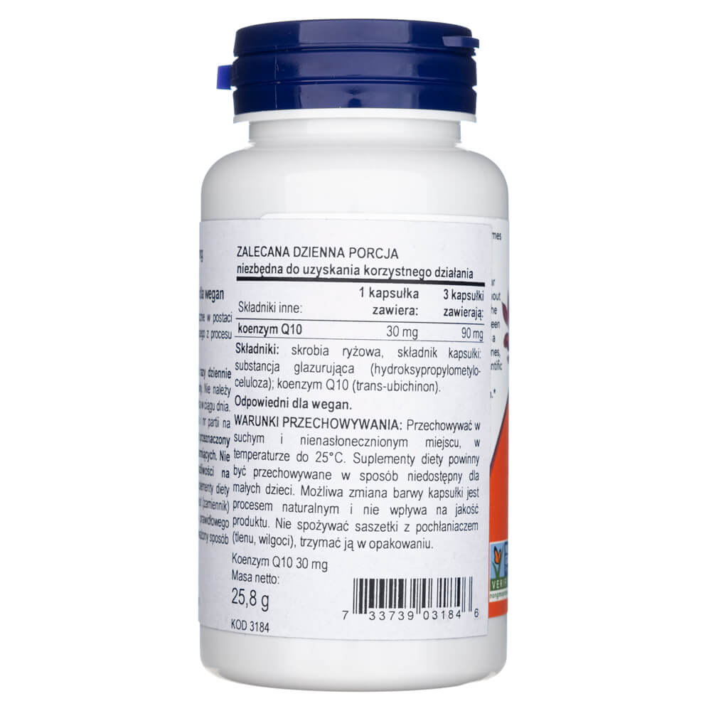 Now Foods CoQ10 30 mg - 60 Cápsulas Vegetales - Imagen 3