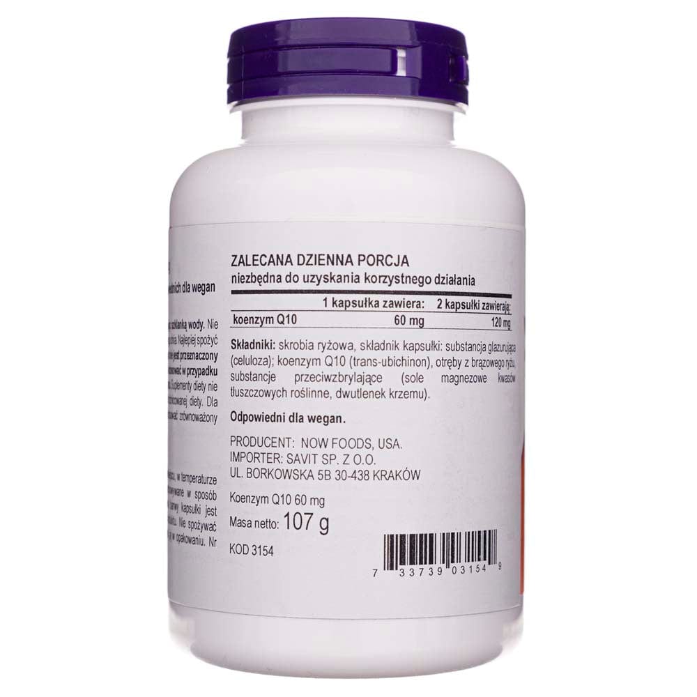 Now Foods CoQ10 60 mg - 180 Cápsulas Vegetales - Imagen 2