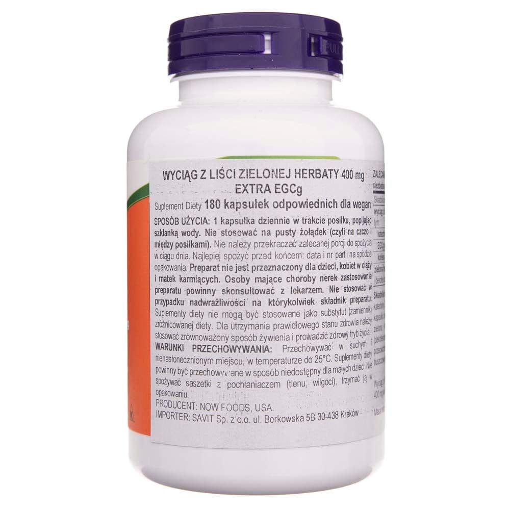Now Foods EGCg Extracto de té verde 400 mg - 180 cápsulas vegetales - Imagen 3
