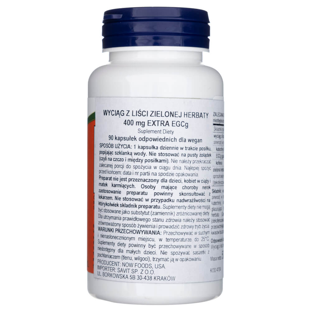 Now Foods EGCg Extracto de té verde 400 mg - 90 cápsulas vegetales - Imagen 2