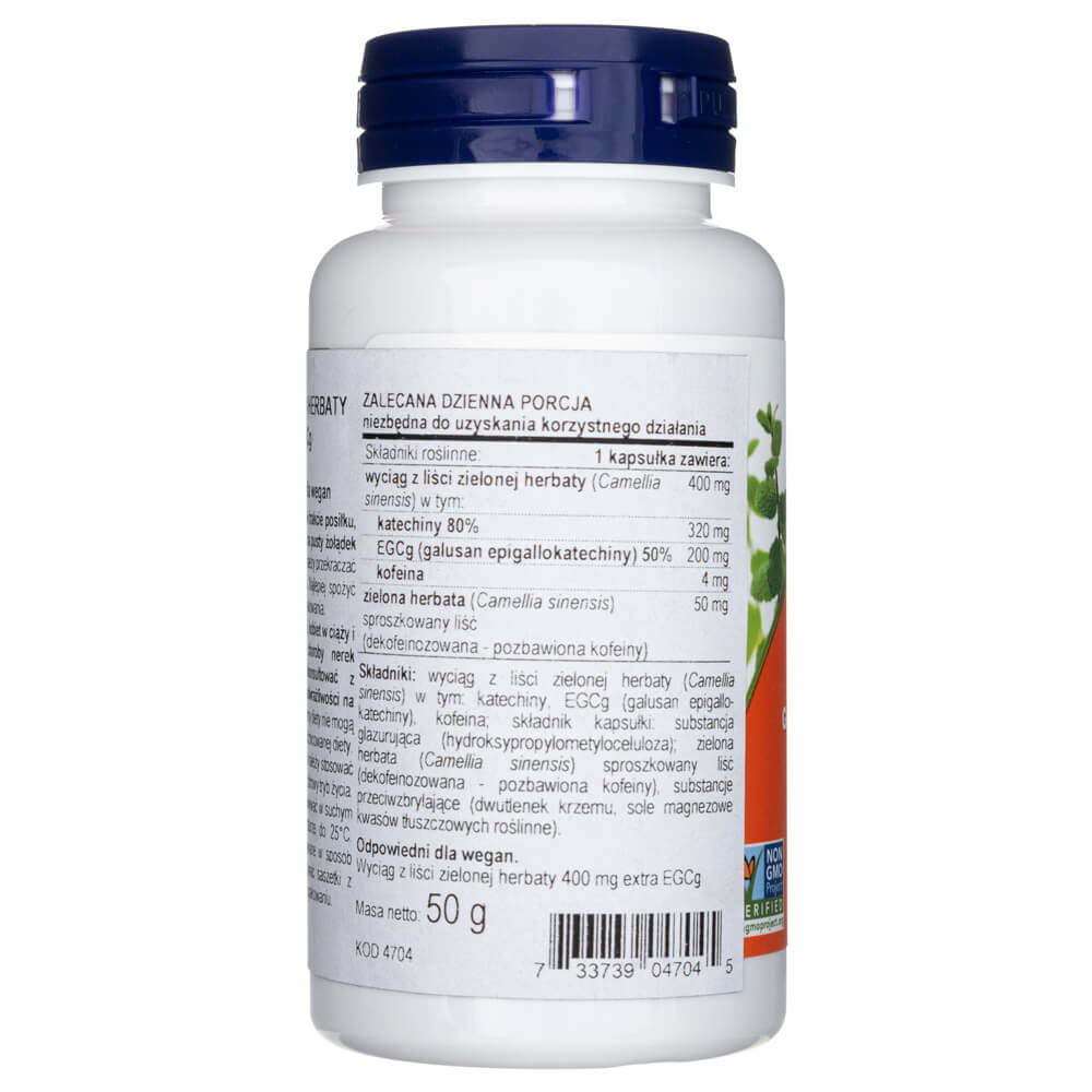 Now Foods EGCg Extracto de té verde 400 mg - 90 cápsulas vegetales - Imagen 3