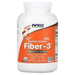 Now Foods Fibra-3, Fibra dietética en polvo - 454 g