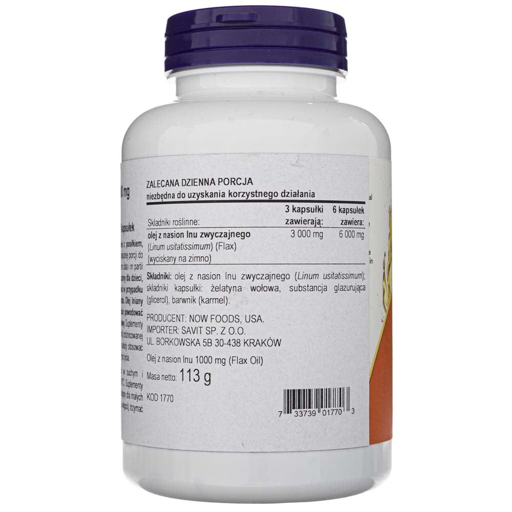 Now Foods Aceite de lino 1000 mg - 100 cápsulas blandas - Imagen 2