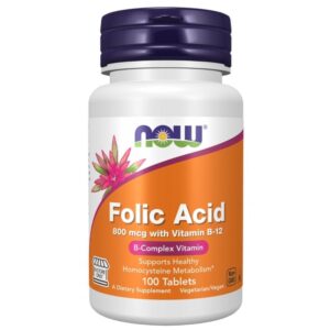 Now Foods Ácido fólico 800 mcg con vitamina B-12 - 100 comprimidos