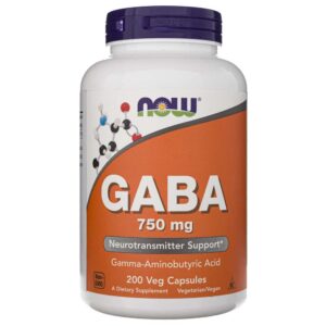 Now Foods GABA 750 mg - 200 Cápsulas Vegetales