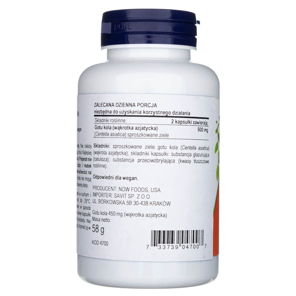 Now Foods Gotu Kola 450 mg - 100 Cápsulas Vegetales - Imagen 3