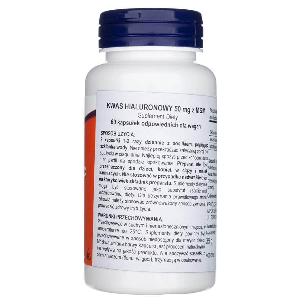Now Foods Ácido hialurónico 50 mg - 60 cápsulas vegetales - Imagen 2