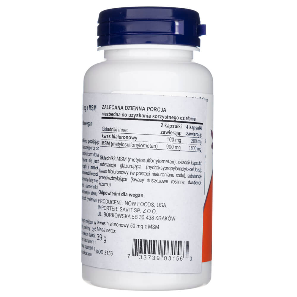 Now Foods Ácido hialurónico 50 mg - 60 cápsulas vegetales - Imagen 3
