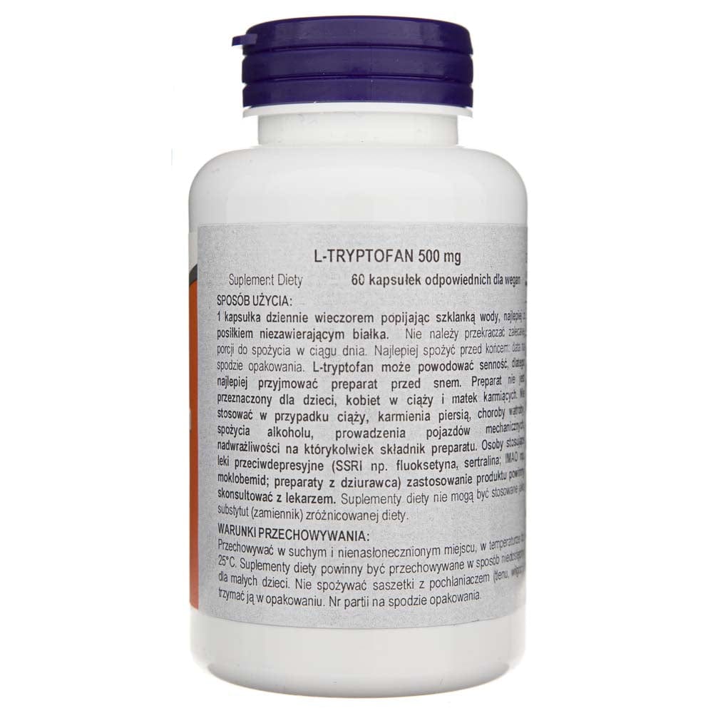 Now Foods L-triptófano 500 mg - 60 cápsulas vegetales - Imagen 3