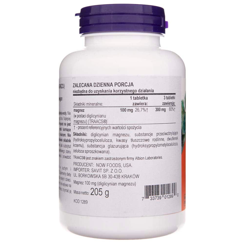 Now Foods Glicinato de magnesio 100 mg - 180 Tabletas - Imagen 2