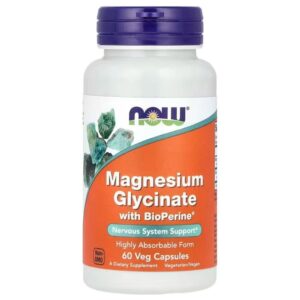 Now Foods Glicinato de magnesio 100 mg con BioPerine - 60 Cápsulas