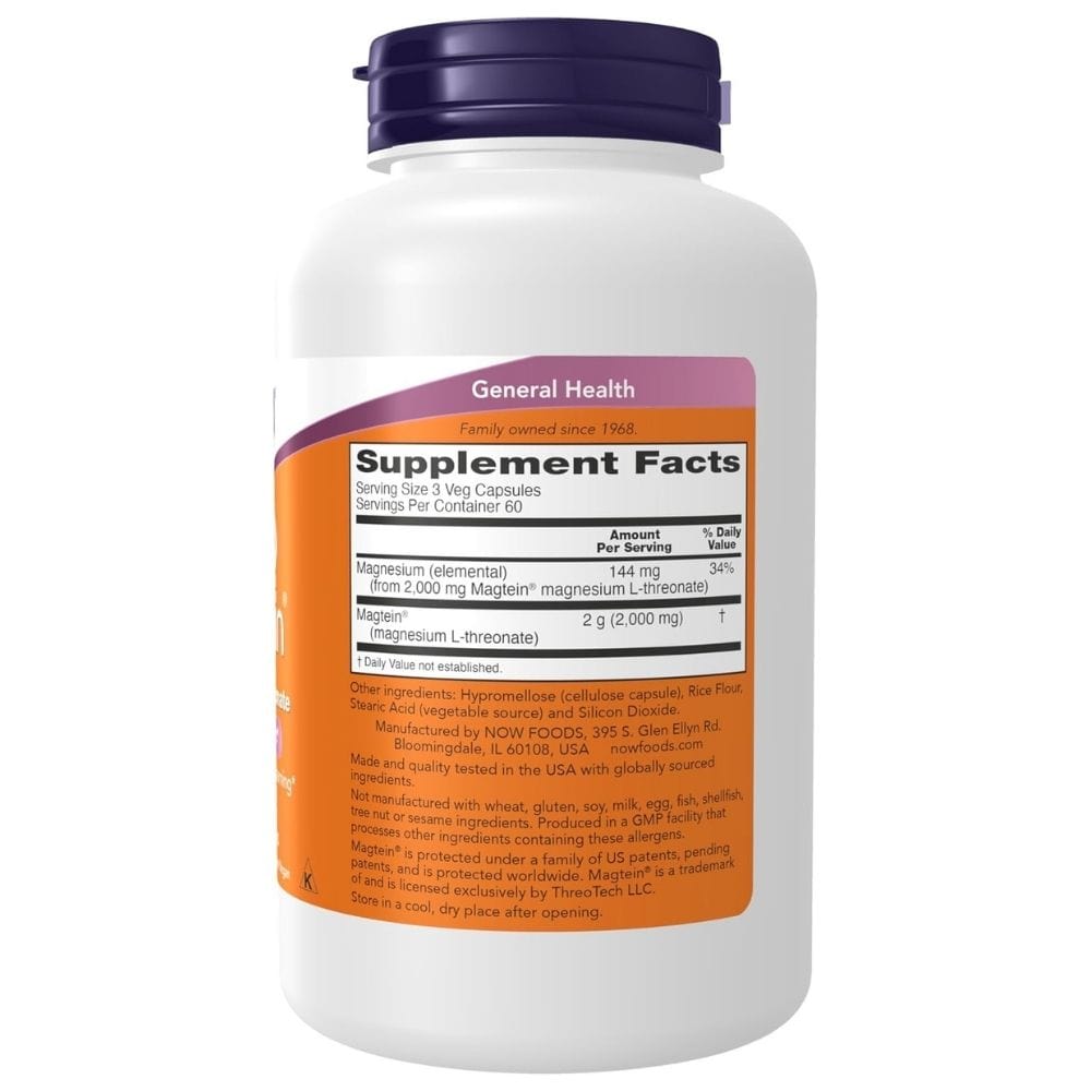 Now Foods Magtein Magnesio L-treonato - 180 cápsulas - Imagen 2