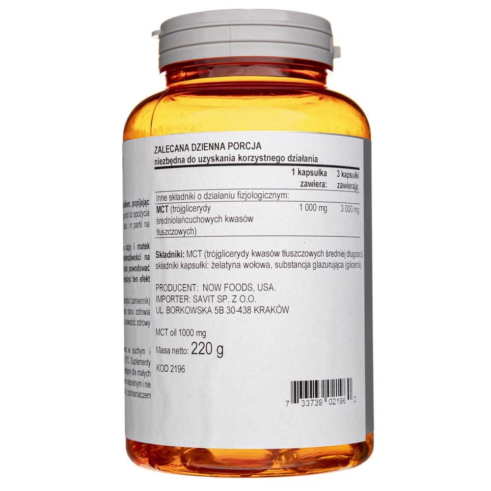 Now Foods Aceite MCT 1000 mg - 150 Cápsulas blandas - Imagen 2