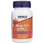 Now Foods Mega D-3 & MK-7 - 60 Cápsulas Vegetales