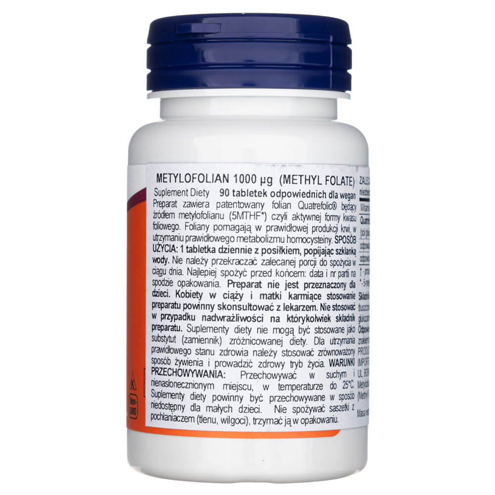 Now Foods Metilfolato 1000 mcg - 90 Tabletas - Imagen 2