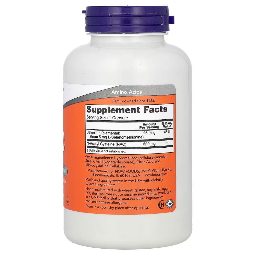 Now Foods NAC N-Acetil Cisteína 600 mg - 250 cápsulas vegetales - Imagen 2
