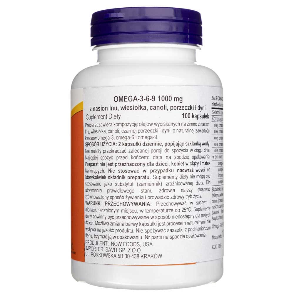 Now Foods Omega 3-6-9 1000 mg - 100 Cápsulas blandas - Imagen 3