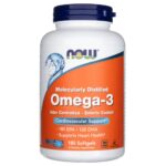 Now Foods Omega-3 Destilado molecularmente y con recubrimiento entérico - 180 cápsulas blandas