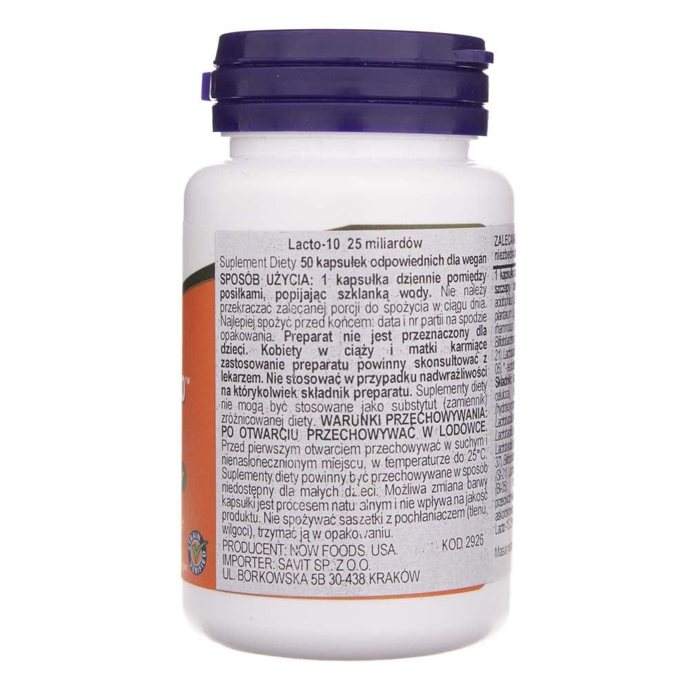 Now Foods Probiotic-10 (Probiotic) 25 000 millones – 50 cápsulas vegetales - Imagen 2