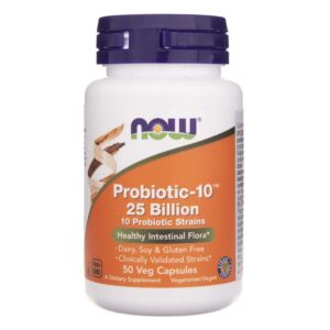 Now Foods Probiotic-10 (Probiotic) 25 000 millones – 50 cápsulas vegetales