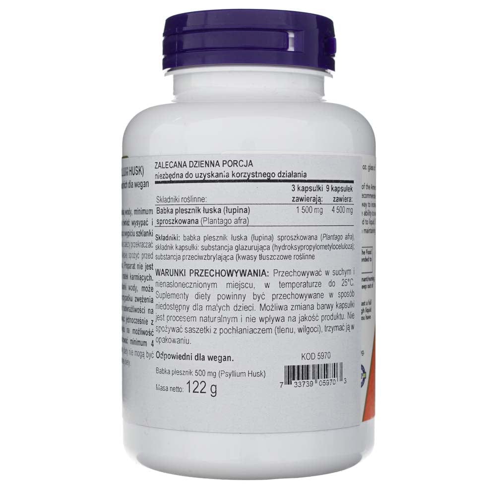 Now Foods Cáscara de Psyllium 500 mg - 200 Cápsulas Vegetales - Imagen 2