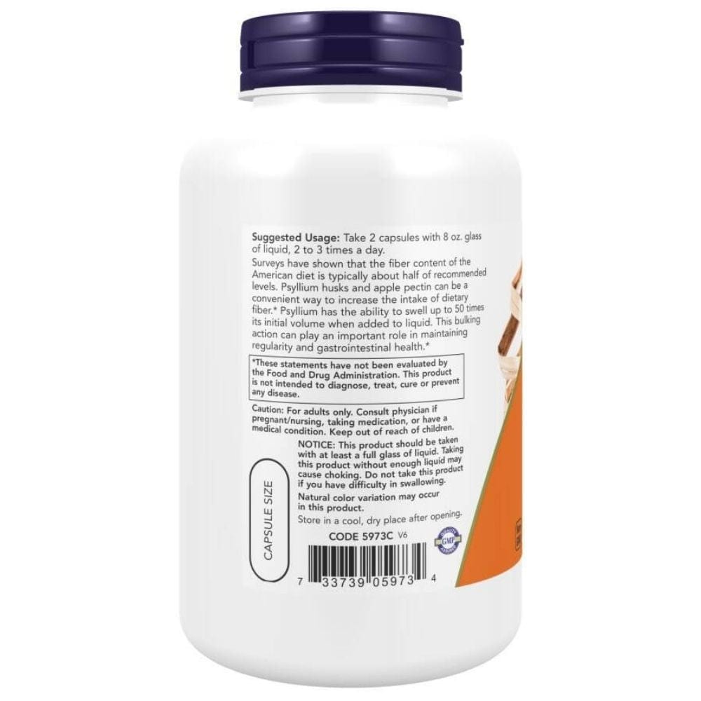 Now Foods Psyllium Husk Caps con Pectina de Manzana - 180 Cápsulas vegetales - Imagen 2