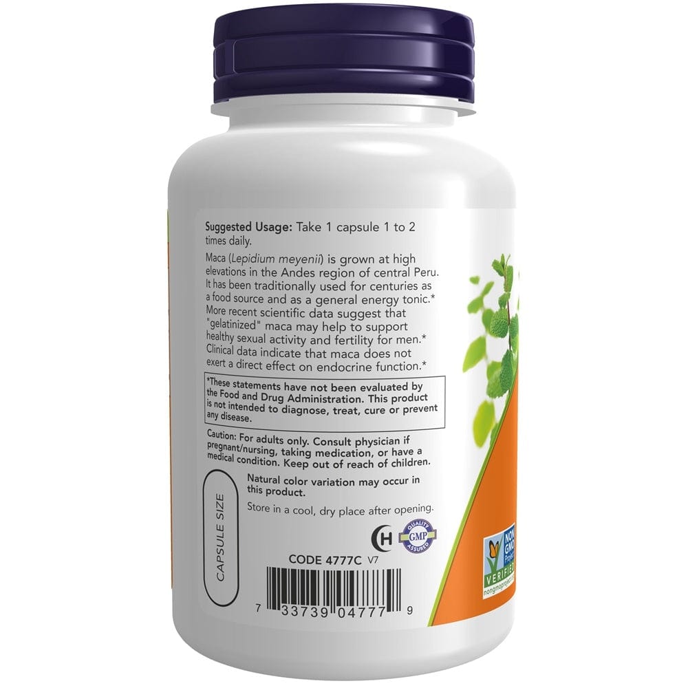 Now Foods RAW Maca 750 mg - 90 Cápsulas Vegetales - Imagen 3
