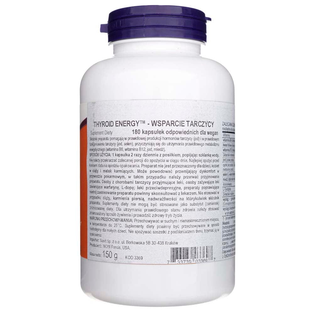 Now Foods Thyroid Energy - 180 Cápsulas Vegetales - Imagen 3