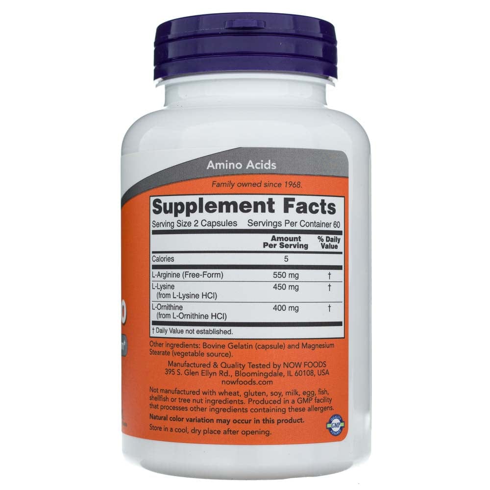 Now Foods Tri-Amino (L-Arginina, L-Ornitina, L-Lisina) - 120 Cápsulas - Imagen 2