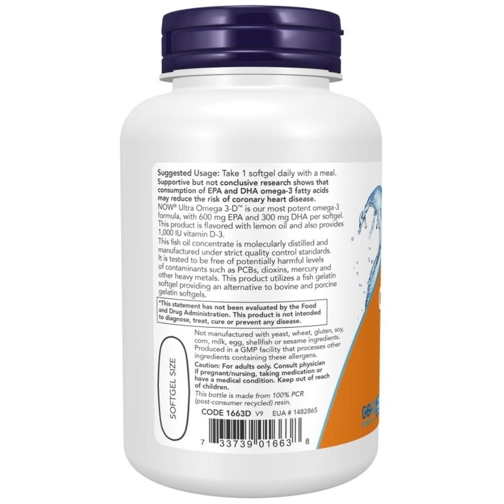 Now Foods Ultra Omega-3-D 1200 mg - 90 cápsulas blandas - Imagen 3