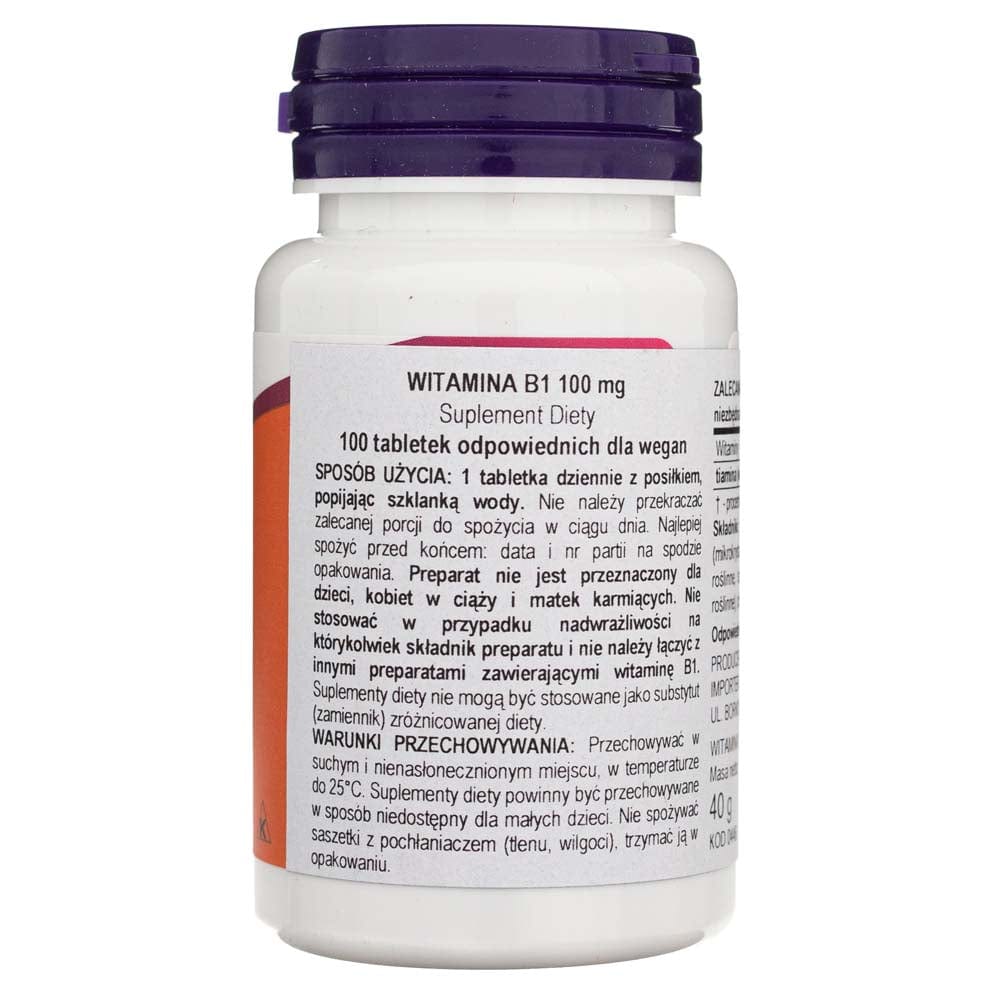 Now Foods Vitamina B-1 100 mg - 100 Tabletas - Imagen 3